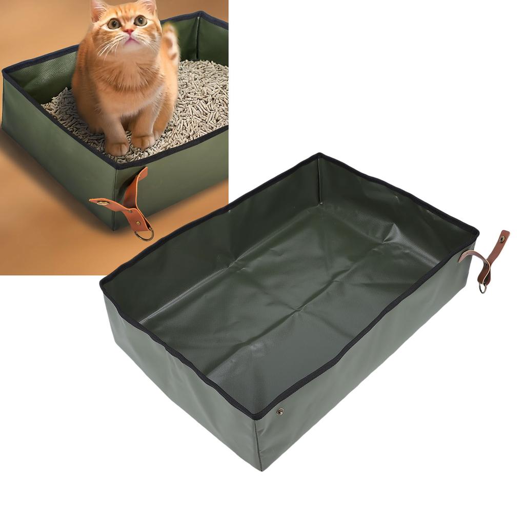 Portable Cat Travel Litter Box Waterproofing Foldable Litter Box Cat Collapsible Toilet for Hotels Camping Outdoor Activities