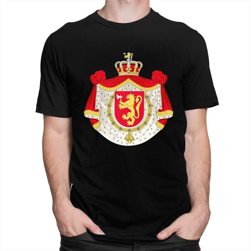 Custom Coat Of Arms Of Norway T Shirts Men Pure Cotton Tee Tops Norwegian Flag Tshirt Short Sleeve Casual Tshirt Clothing