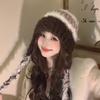 Cappello di Lana Carino con Orecchie d'Orso Giapponese per Donna in Autunno e Inverno Nuovo Caldo Cappello a Maglia che Mostra il Viso Protezione per Collo e Orecchie Cappello