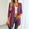 Women's Fashion Solid-color Loose Long-sleeved Pocket Cardigan Top
