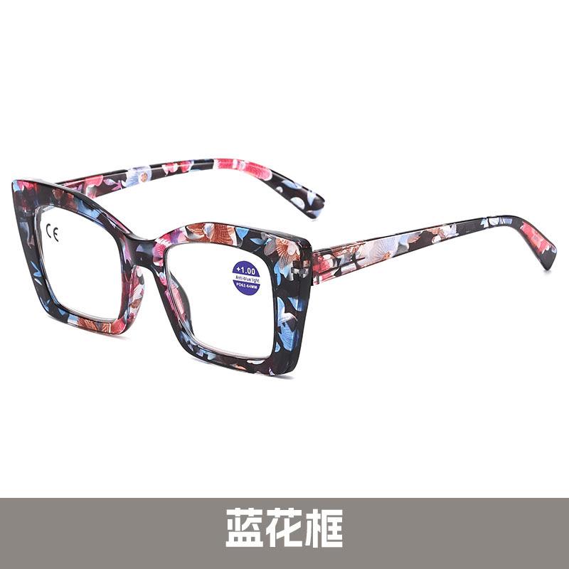 

Large Frame Anti-Blue Reading Glasses Women S Spring Foot Bag Flower Fashion Flat Light Reading Mirror flat light (+0.00)