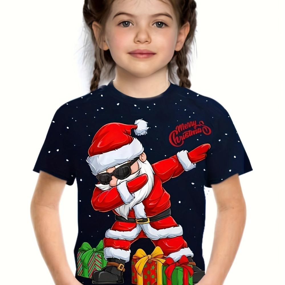 Children's Clothing Girl T-Shirt Short Sleeve Children Top Cartoon 3D Print Round Neck Kids Summer Clothes Casual Girls Clothes