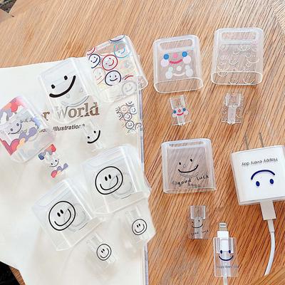 2022 Νέο Smiley Cartoon USB Cable Data Line Bite Cord Winder Protector case head for Apple Iphone Fast Charging 18 /20w