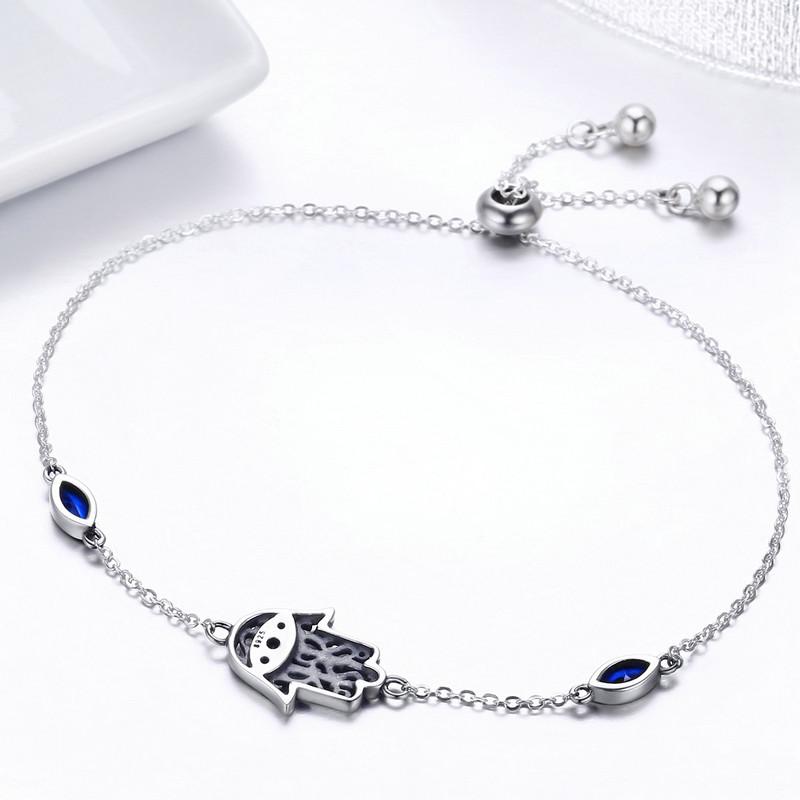 BAMOER Authentic 925 Sterling Silver Hand of Fatima Chain Link Bracelets
