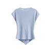 French Round-neck Knitted Sweater, Summer Thin Sleeveless, Slimming and High-end Top, Short-sleeved Women's T-shirt with A Straight Shoulder