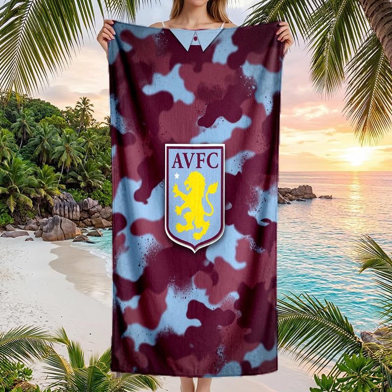 Aston Villa Football Beach Towel Soft Microfiber Summer Towel Quick Dry Absorbent Towel for Beach Swimming Pool Travel