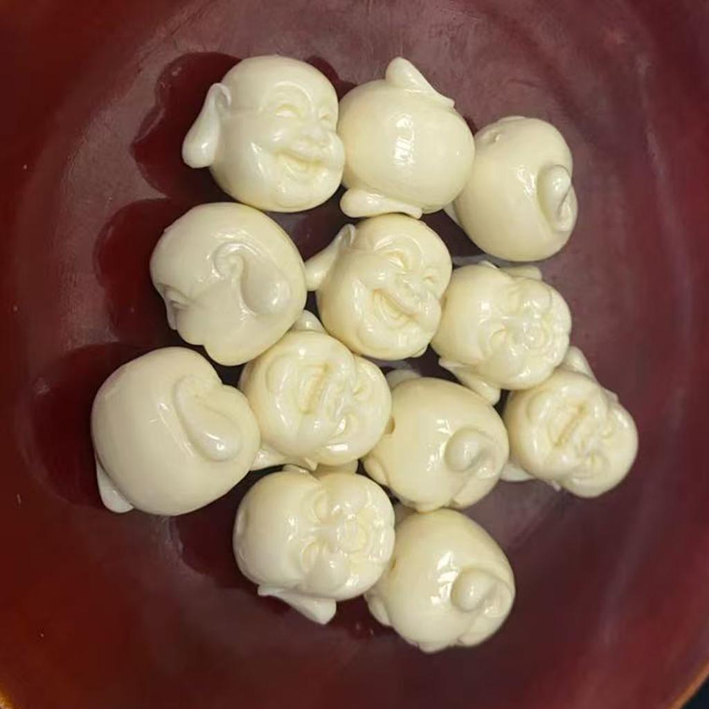 5Pcs Shell Powder Maitreya Buddha Head Beads 18x20mm Ivory Laughing Buddha Charms for DIY Bracelet Religious Lucky Jewelry Making