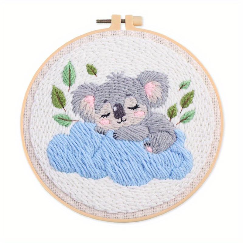 1-piece mouse embroidery DIY punch stitch craft kit (including tools)