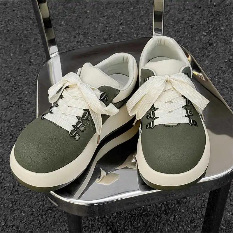 Fashion Tied Thick Heeled Men's Outdoor Boots Low Boot Shoes Men's Ankle Sneakers Sport Baskette Sheos Sapatilla Tenya Lofers