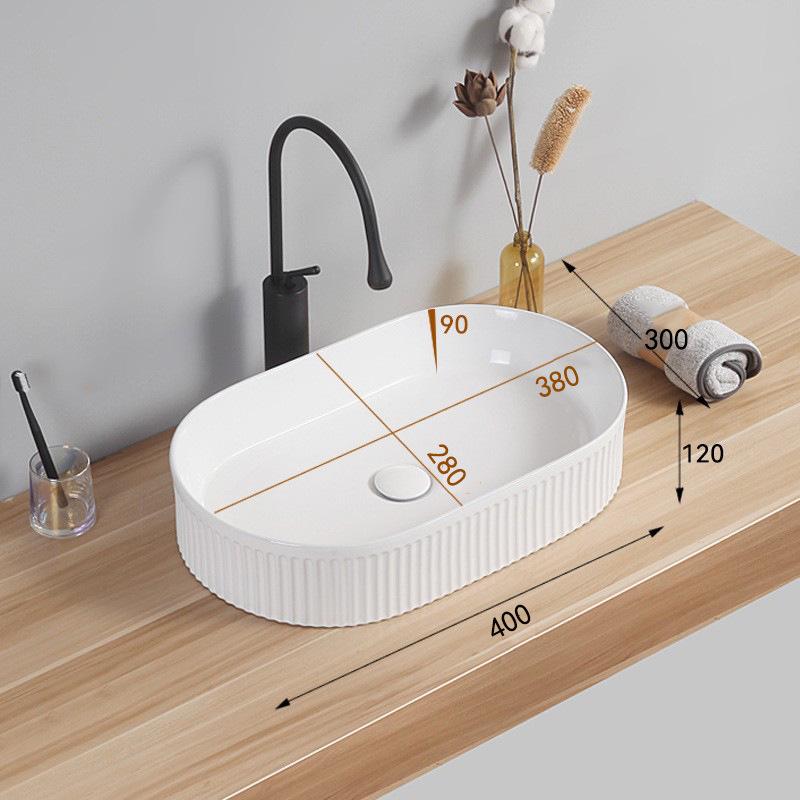 Striped Ceramic Washbasin - Round/Oval/Square Countertop Basin for Small Apartments