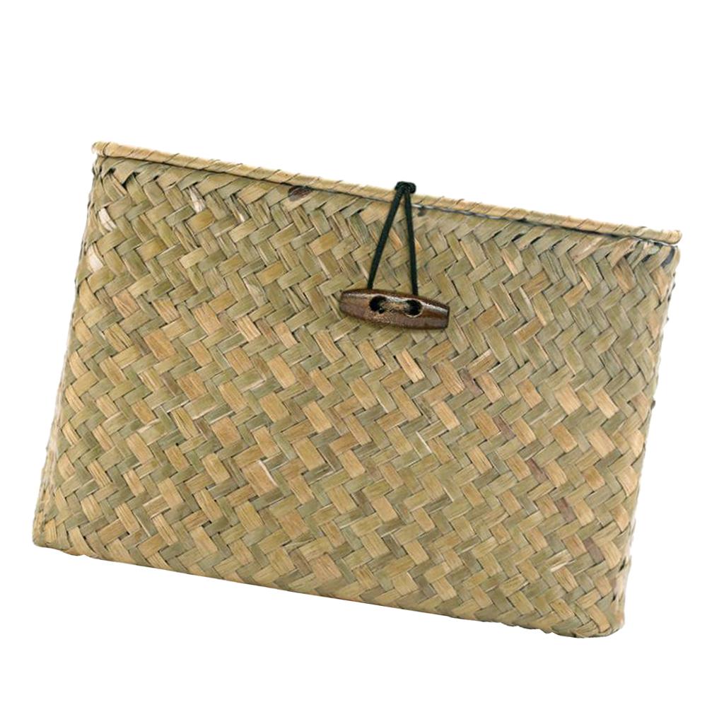 2pcs Seaweed Woven Cube Basket Organizer Boxes Bin for Drawers Desktop