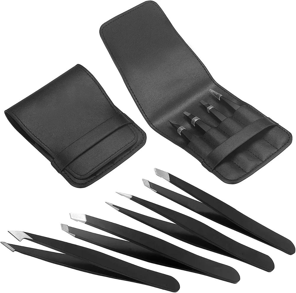 4PCS Tweezers Set Professional Tweezers Steel Facial Hair for Stainless Eyebrows for and Ingrown Hair  Makeup Tools Removal
