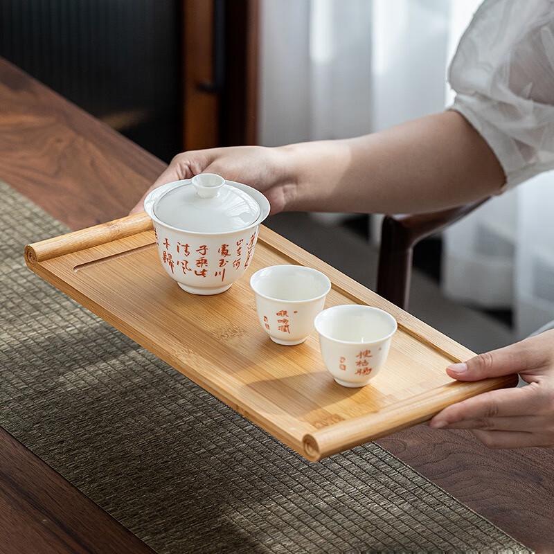 Chinese Style Bamboo Scroll Snack Tray