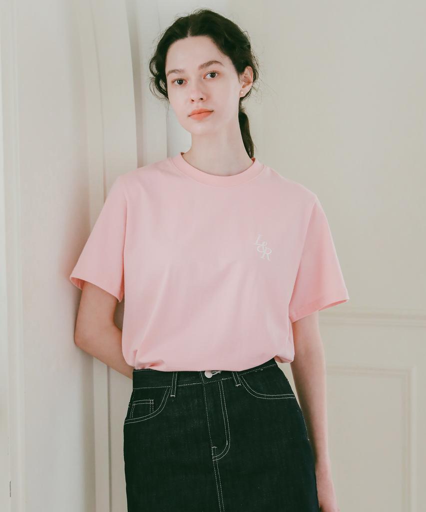 LOSSYROW Signature Logo Half-Sleeve T-Shirt Pink