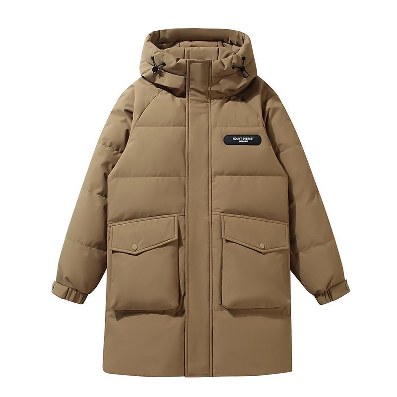 

Men s Mid-Length Hooded Down Jacket - 2025 Winter Warmth, Thick 90% White Duck Down Coat L жовтий/імбирний