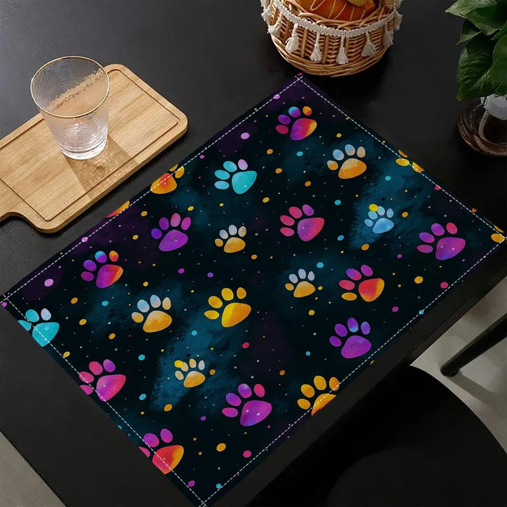 

6PC Colorful Paw Print Placemat Fall Harvest Table Decor Pumpkin Maple Leaf Pattern Seasonal Holiday Dining Mats7.14 6PC 30x45CM