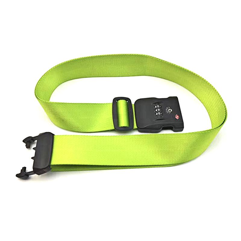 Solid Color Nylon Luggage Strap with Herringbone Pattern, Password Lock, and One-Word Handle