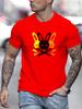 Men's 100% cotton summer loose fit large Rabbit Skull printed slim fit casual sports round neck short sleeved T-shirt