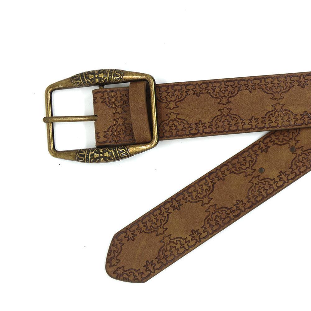 Women Vintage Embossed Belt Fashion Casual PU Leather Belt Versatile Adjustable Metal Buckle Belt