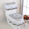 3 PCS/Set Gold Velvet Lace Toilet Seat Cover Set Toilets U-Shaped Coat Home Bathroom Toilets Mat Tank Cover Toilet Cover Sets