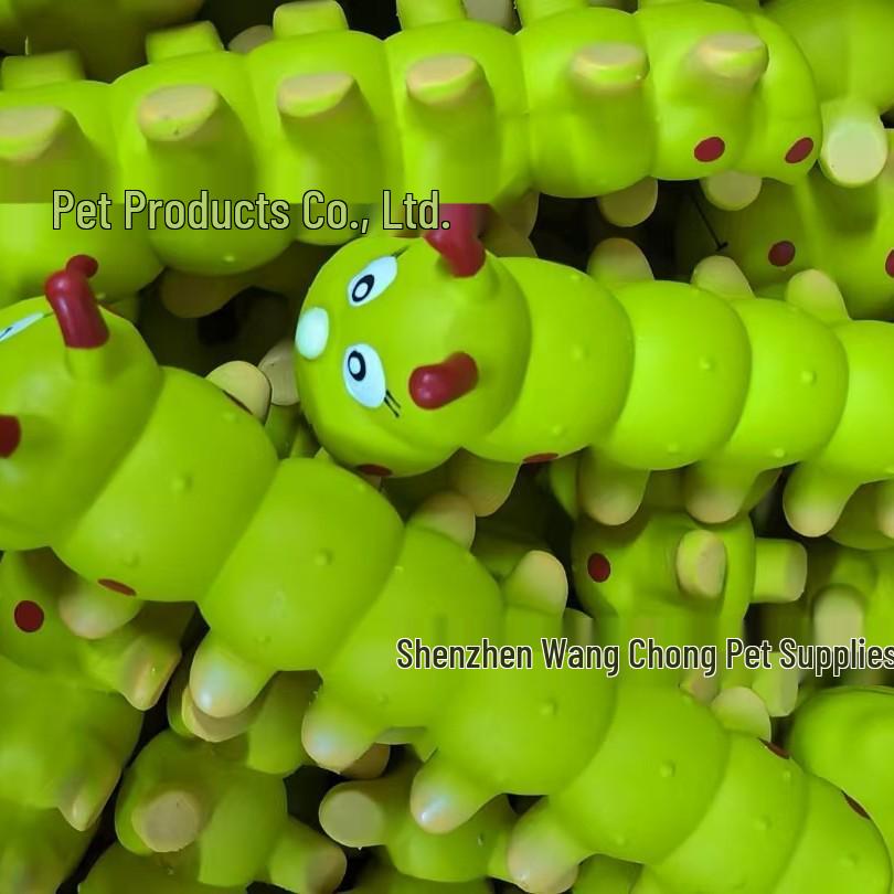 Latex Caterpillar Bite-Resistant Teething Toy for Medium to Large Dogs with Sound Feature