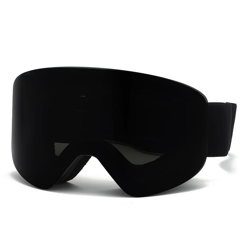 

Anti-fog ski goggles with snap buckle, double-layer anti-fog goggles, mountaineering windproof goggles, snowfield equipment with anti-fog snap buckle Black frame with grip+Gra