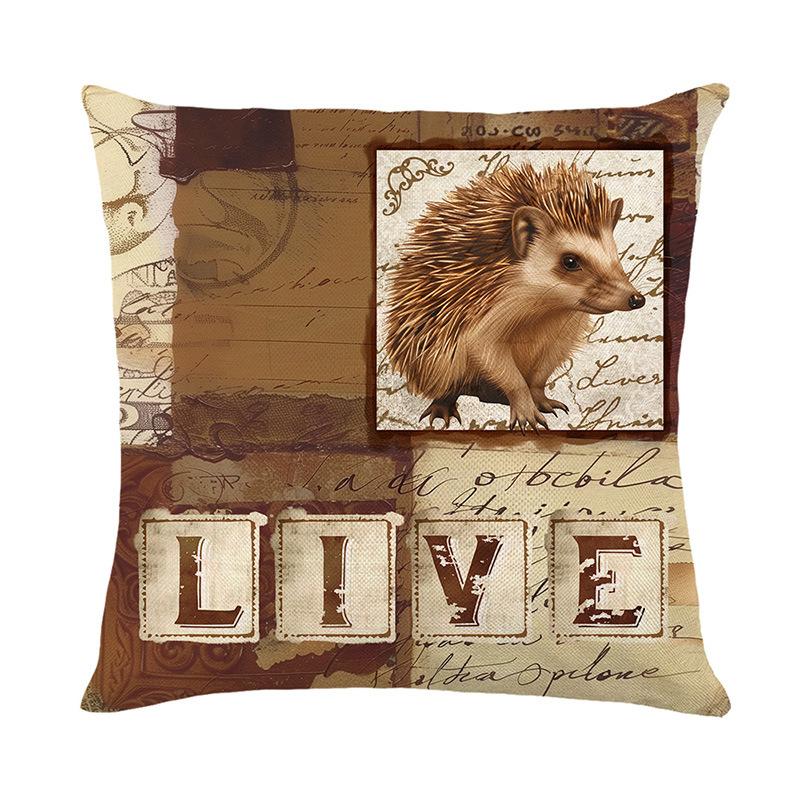 Printed Pillow Cover Cute Animal Linen Living Room Decoration Pillow Cover Bedroom Headboard Cushion Cover