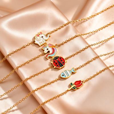 Cute Red Ladybug Charm Bracelets for Women Girls, Stainless Steel Animal Pendant Bracelets, Fashion Jewelry for Party Gift