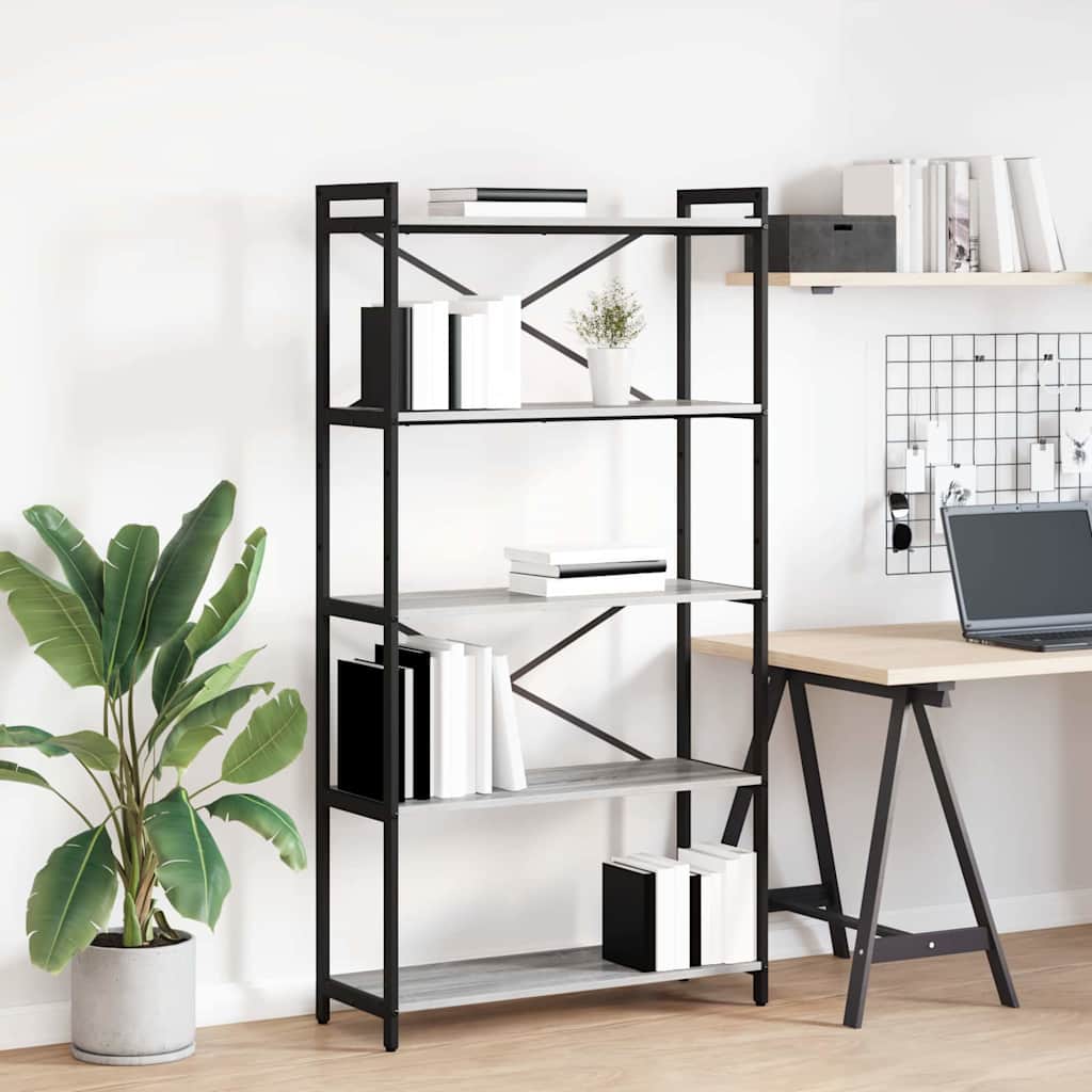 Bookshelf 80 x 30 x 155 cm Engineered Wood Grey Sonoma