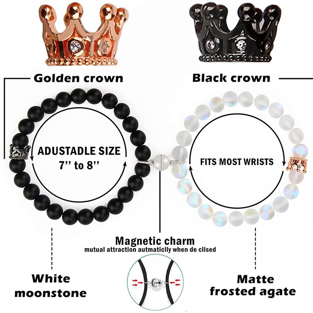 1 Pair Woman Man Crystal Beaded Bracelet Decor Jewelry Bracelets Gift Bangle Dressing Up Accessory Party Working