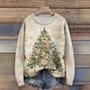 Long Sleeve Pullover Sweaters For Women O Neck Casual Cute Printing Knit Oversized Sweater