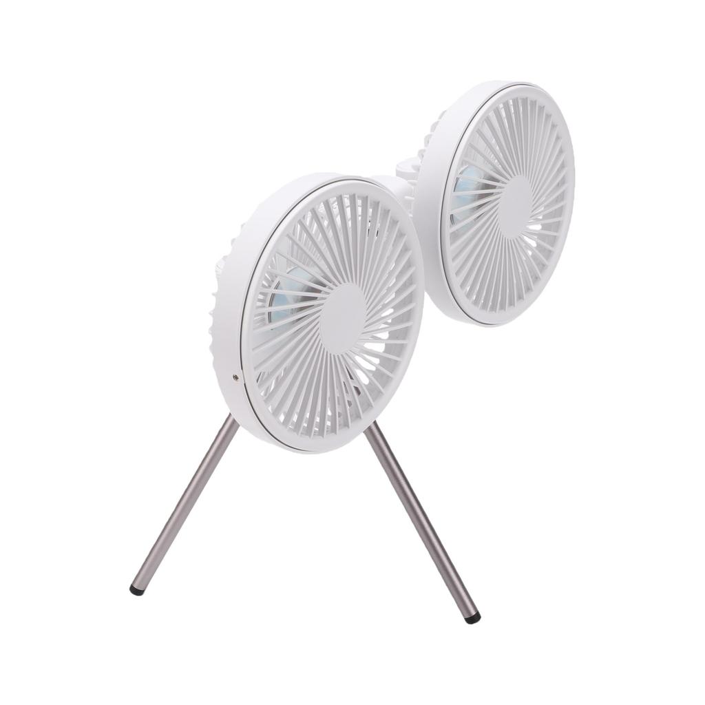 Dual Head Desk Fan with Tripod USB 3 Speeds Multi Angle Adjustable Outdoor Desk Fan for Camping Fishing Picnic