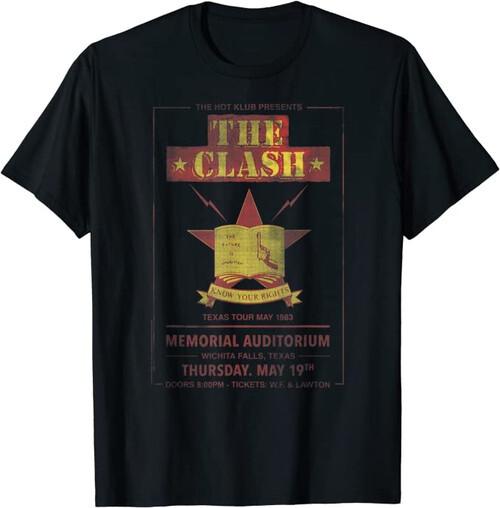 The Clash Texas Tour 83#039; Wichita Falls TShirt Black Unisex T-Shirt XXL