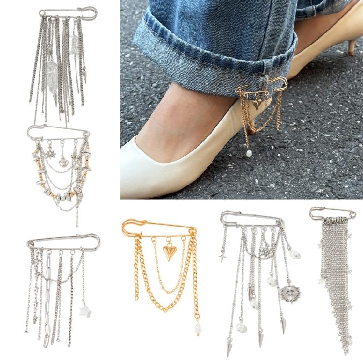 Elegant Metal Chain Tassels Brooch Badge With Layered Effect For Adding Flair To Coats Bags And Various Garments
