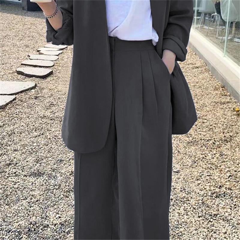 Korean Style 2025 Loose Casual Padded Shoulder Suit Jacket - Multiple Colors
