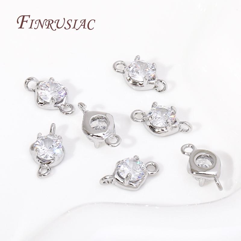 18K Gold Plated Zircon Crystal Decoration Connector Charms Accessories For Handmade DIY Women's Bracelet Earring Jewelry Making