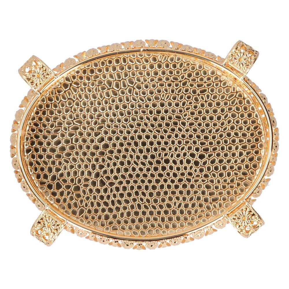 Oval Fruit Serving Tray Gold Decorative Food Platter Dessert Display Plate  Party Decoration