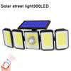 Outdoor Solar Lights 300LED Motion Sensor 5 Heads LED Flood Lights With Remote Control IP65 Waterproof Solar Security Lights For Garden Garage