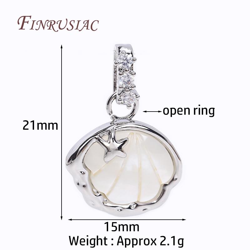 Fashion 18K Gold Plated Inlay Zircon Shell With Star Pendants For Necklace Making,Natural Shell Charms DIY Handmade Jewelry