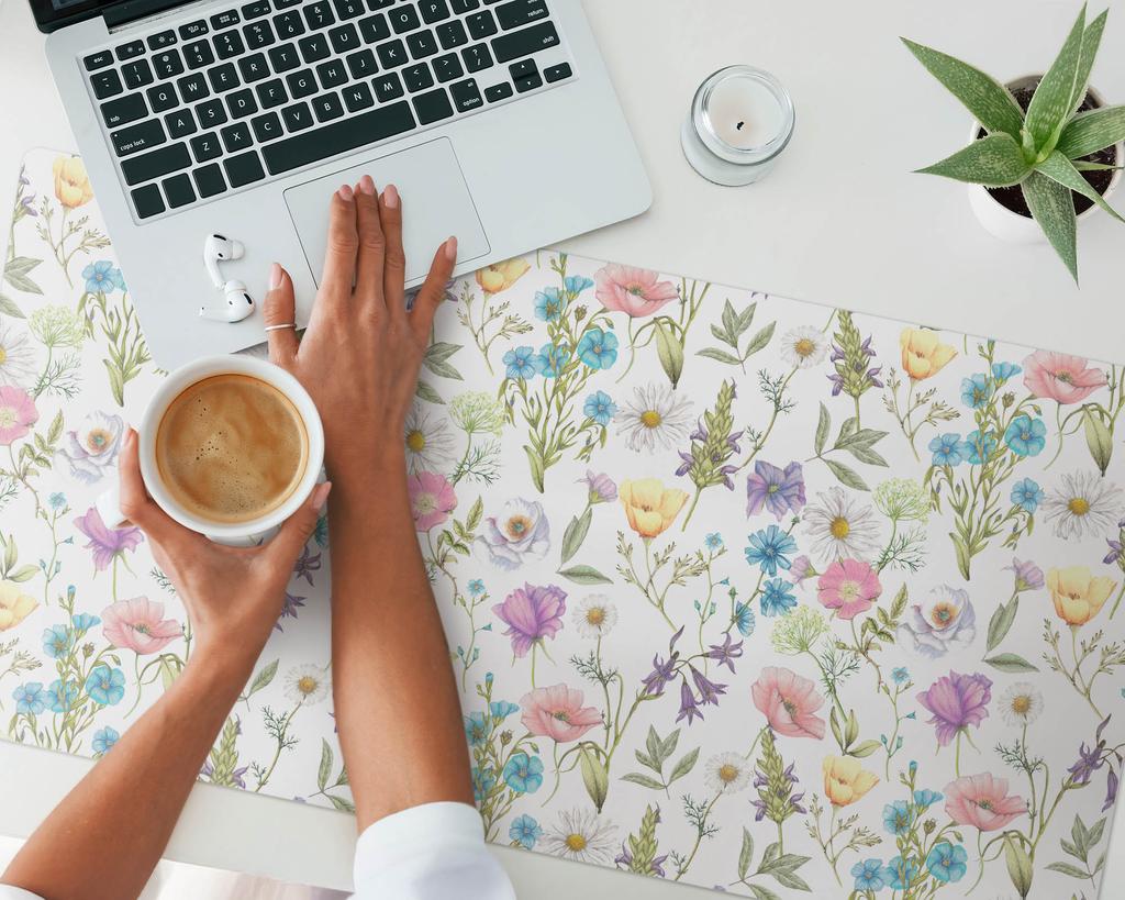 Elegant Decorative Desk Mat Floral Vintage Pattern 100X50 Cm
