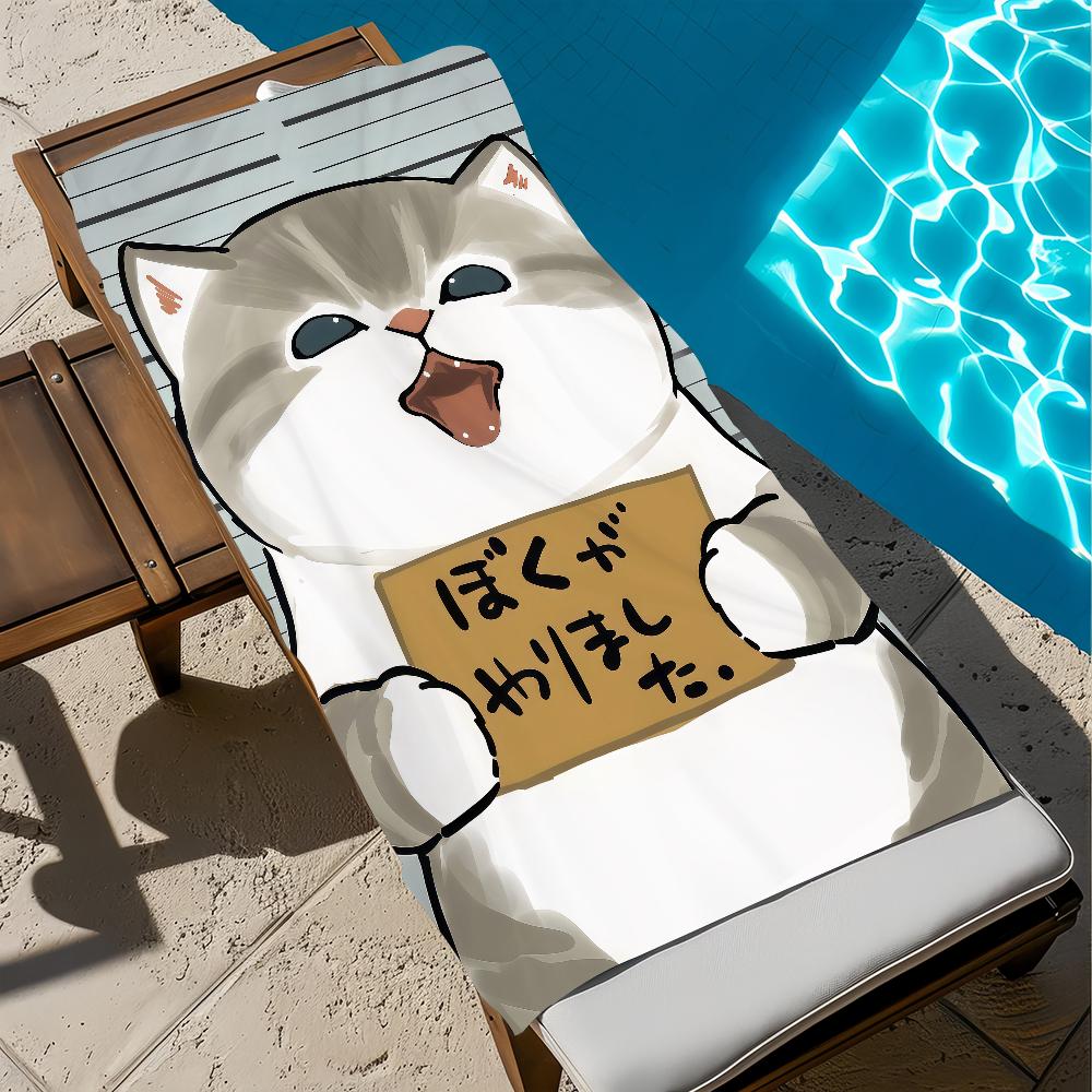 kawaii cartoon cat kitten cute M-Mofusand Towel soft Beach Towels Trip swim Pool bathing Towel Gym Spa home Decor Gift Holiday