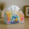 1pc Party Tissue Box, Charming Dreamy Design, Versatile Tissue Holder, Soft Pastel Bear Theme, Outdoor Celebration Supplies, Daily Desktop Tissue Orga