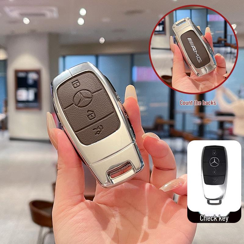 Mercedes AMG Key Case: Compatible with A35L, G63, GLE53, C43 - Premium Metal Shell Buckle for Men