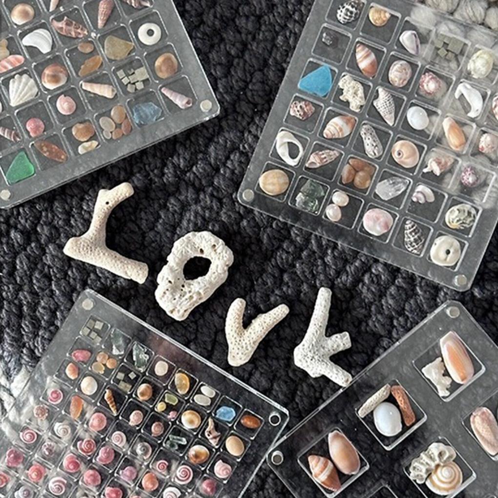 White Shell Display Box Style 1 Transparent 36 Grid Acrylic Box Jewelry Storage Bead Organizer Shell