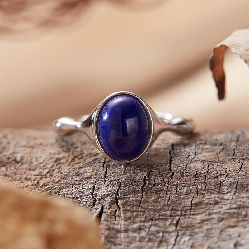 Minimalistischer Mode S925 Sterling Silber Inlay Topas Opal Granat Natürliche Farbe Schatzring Damen Zeigefingerring