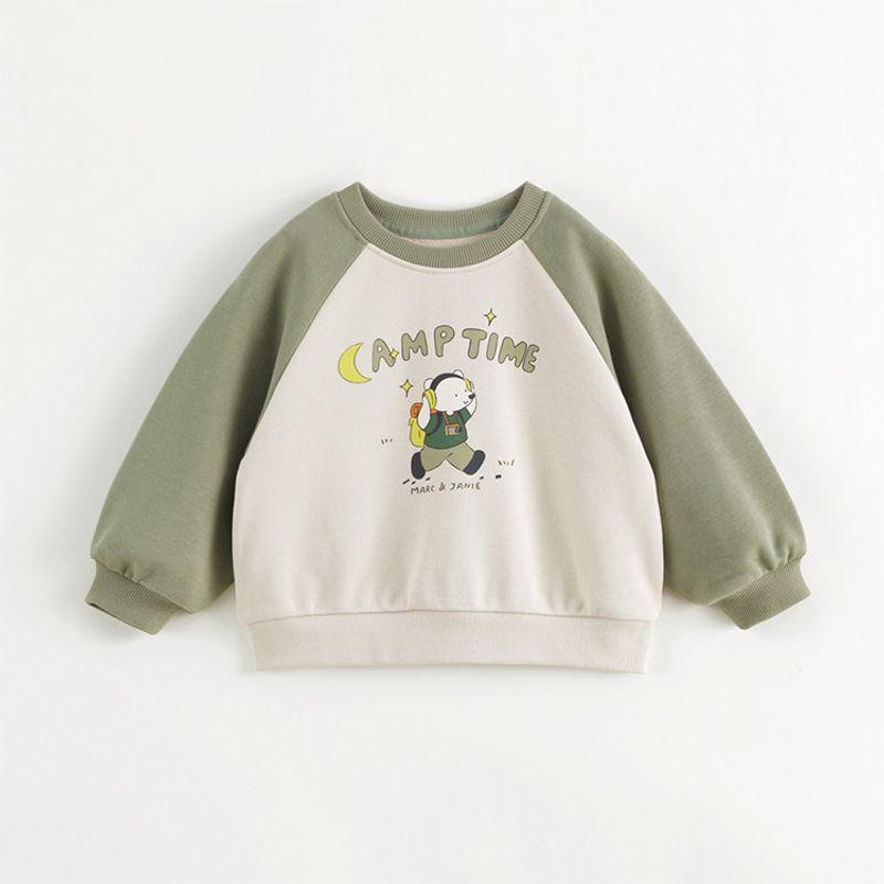 [Mountain Series Outdoor] Mark Jenny Boys  Bear Graffiti Color-Block Sweatshirt Children s Top Spring New Style 241163 Rock Ash 100