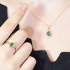 Exquisite Russian 585 Purple Gold Green Stone Pendant Generous Temperament Rose Gold-Plated Water Drop-Shaped Hollow Pendant