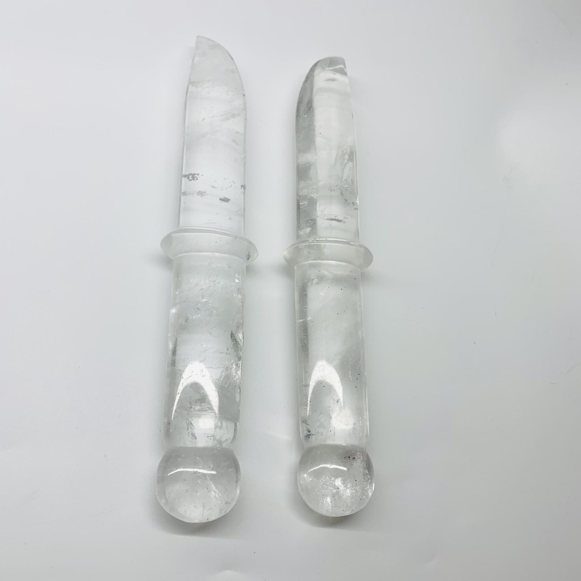 Source Manufacturers Directly Supply Natural White Crystal Home Office Crystal Ornaments Engraved Polished Cross-border (as the picture,About 21cm)