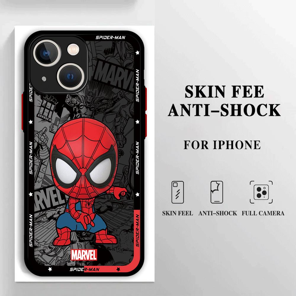 Phone Case for iPhone XR 15 Pro 11 Pro XS X SE 13 14 Pro Max 12 Mini 8 Plus 7 Luxury Back Cartoon Marvel Spiderman Groot Cover