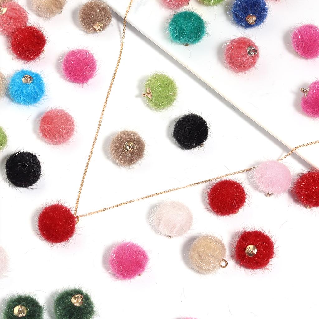 20Pcs Plush Ball Charms Bead Multicolor Imitation Horse Hair Pom Poms Strap Pendant for DIY Making Earring Jewelry Accessories